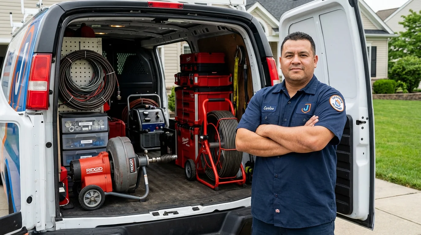 Professional drain cleaning equipment and Johns Plumbing LLC plumber in Belle Chasse