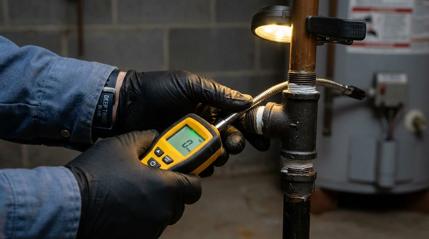 Gas leak detection with electronic sniffer by Johns Plumbing LLC in Belle Chasse