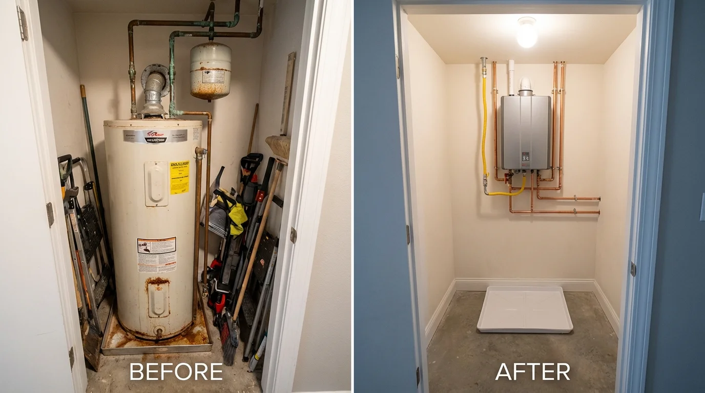 Tank water heater versus wall-mounted tankless unit comparison for Belle Chasse, LA homeowners